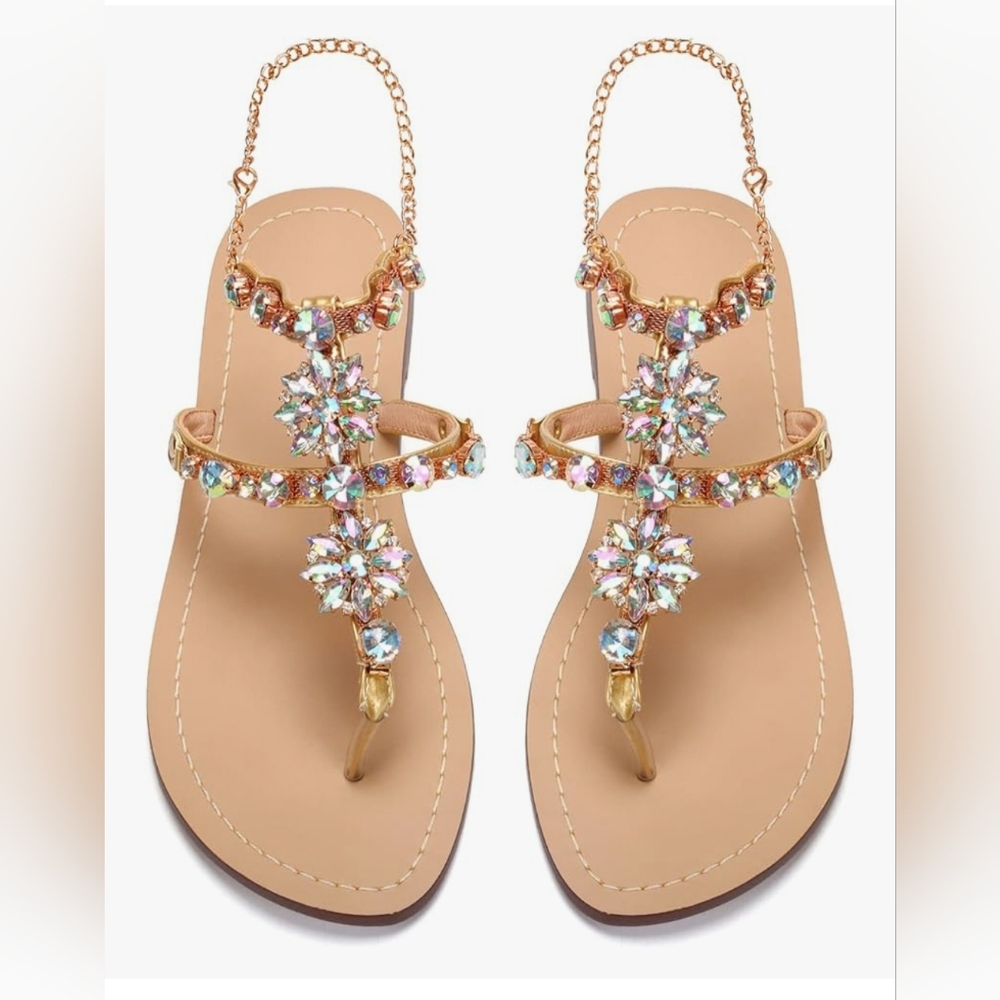 Women summer beach Sandals Gladiator Rhinestone Sandals Fashion shoes